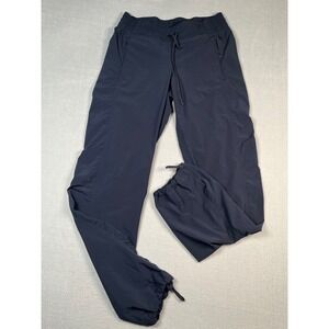 Athleta Navy Blue Jogger Pant  2‎ Drawstring Waist Zippers Recycled Polyester